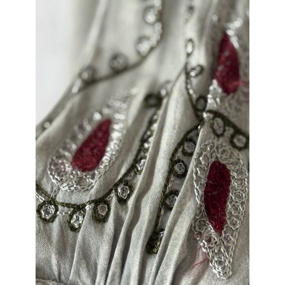 Young Threads Gray Maxi Short Sleeve Maxi Dress Embroidered Boho Cowgirl - Picture 8 of 8